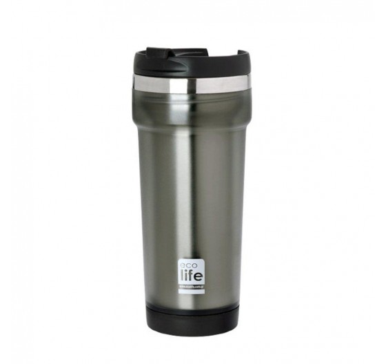 COFFEE THERMOS MUG PLAST/S.S. -GREY (420ml)