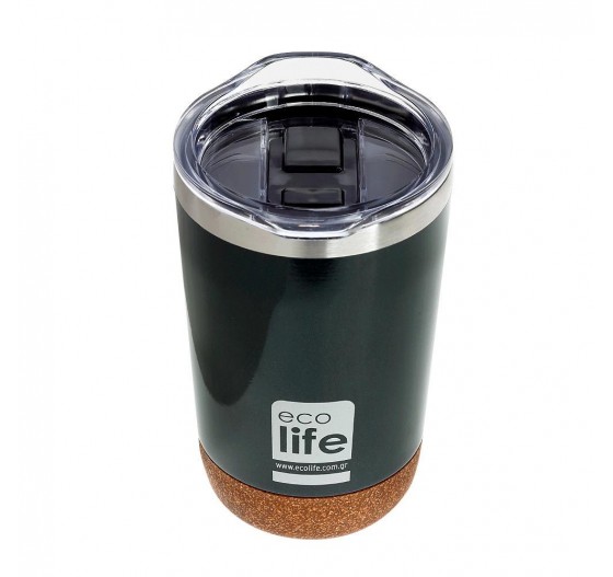 COFFEE THERMOS DARK GREEN 370ML (CORK BOTTOM)