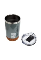 COFFEE THERMOS LIGHT GREY 370ML (CORK BOTTOM)